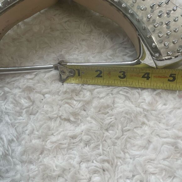 Steve Madden Vala Silver Spiked slip on Heels pointed toe SZ6.5M - Picture 7 of 10